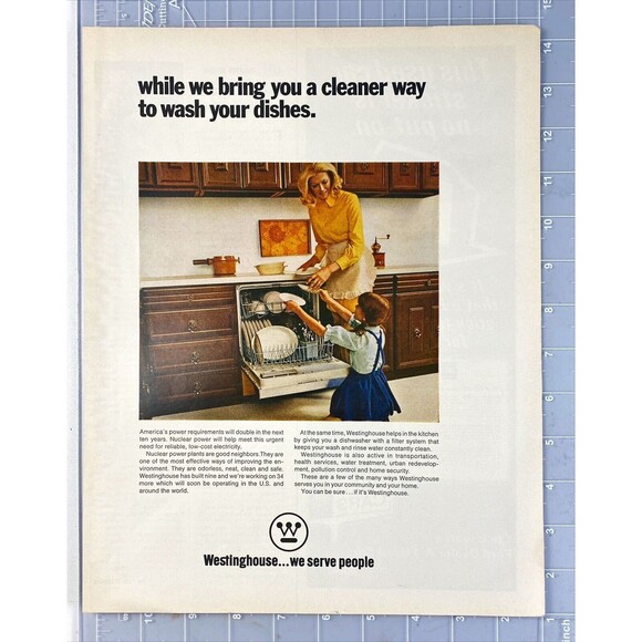 Westinghouse Dishwasher "We Serve People" Vintage Print Ad 1970 - Picture 2 of 3